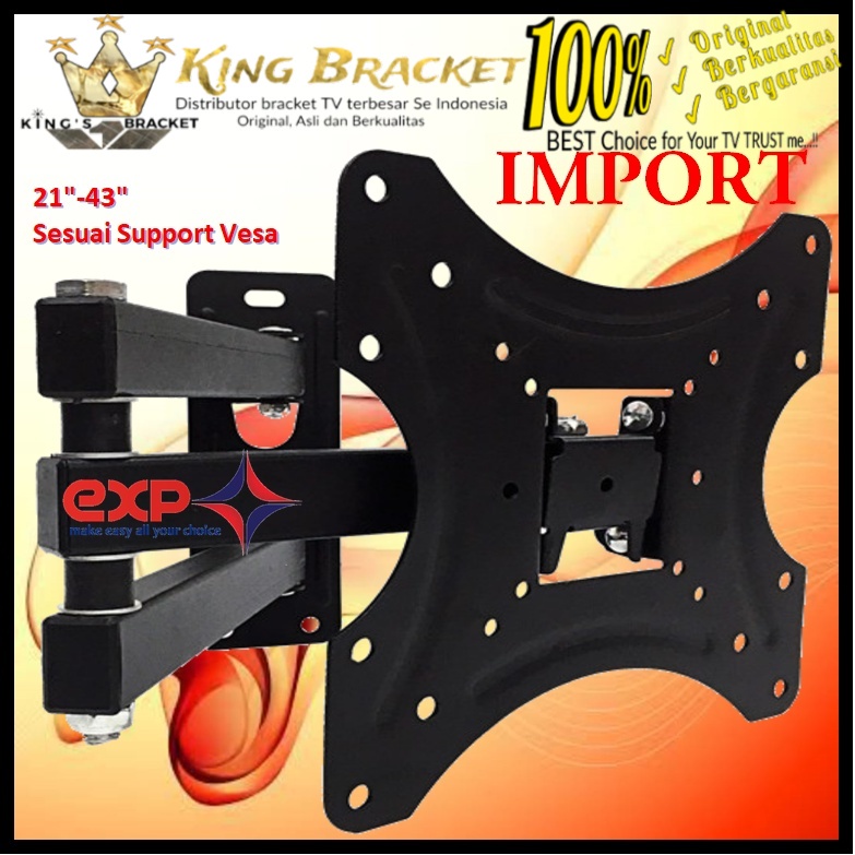 Bracket TV REALME 14 s/d 43 inch 6 ARAH FULL BESI SUPER KOKOH GARANSI 100% ORI