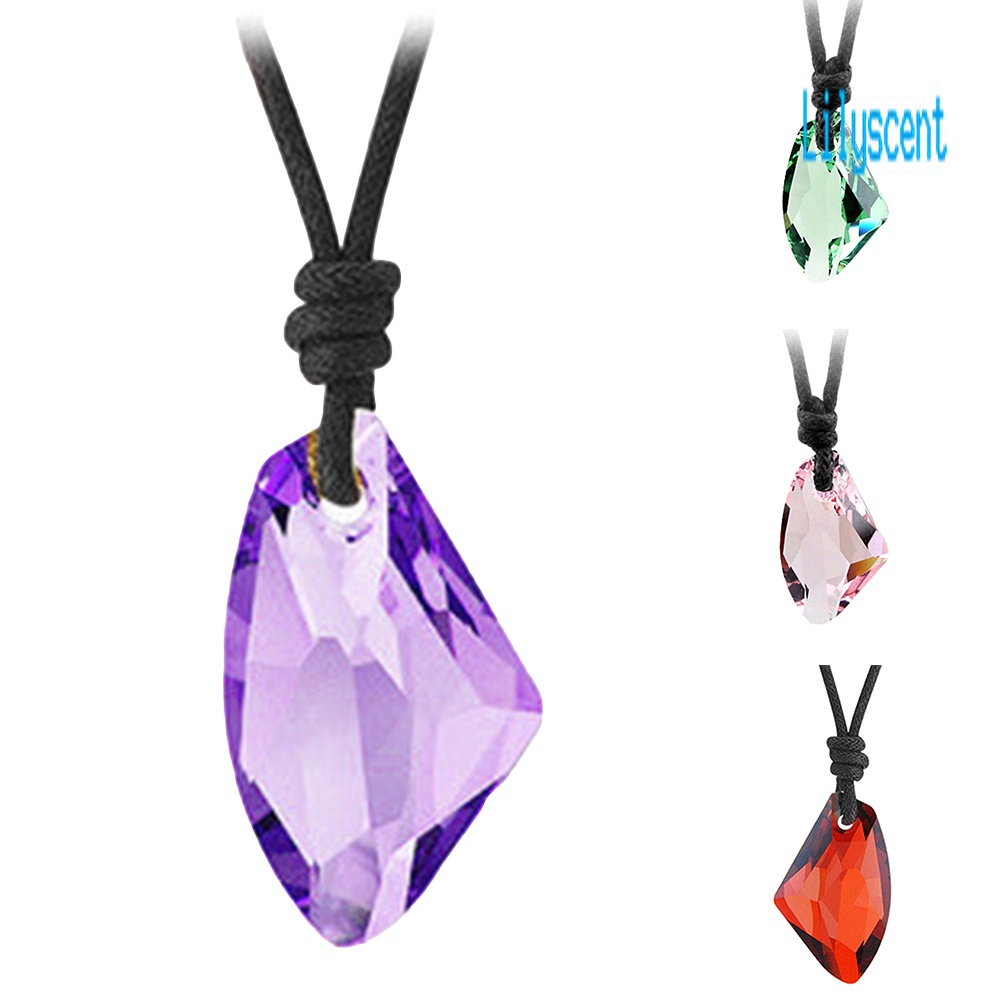 Kalung Tali Adjustable Dengan Liontin Kristal Imitasi Untuk Pria Dan Wanita