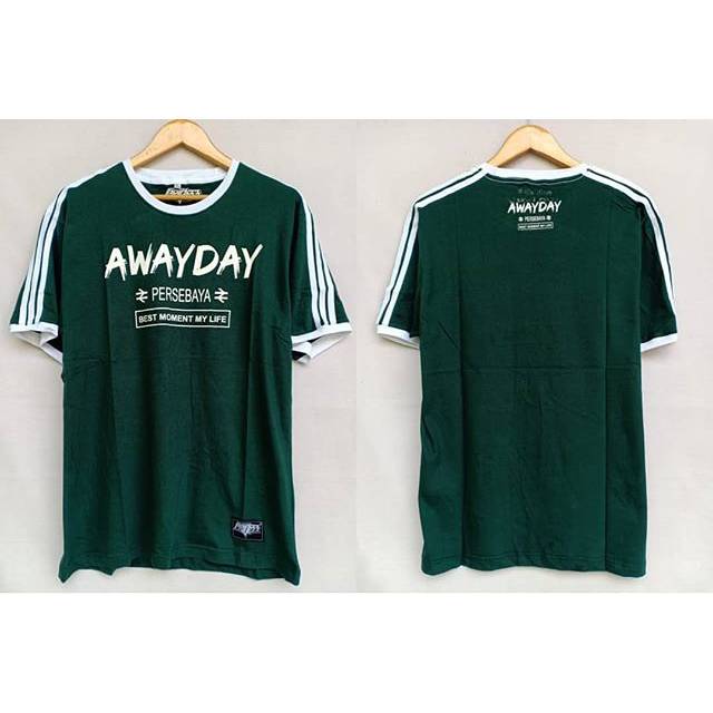 Kaos persebaya surabaya football hijau list putih awayda