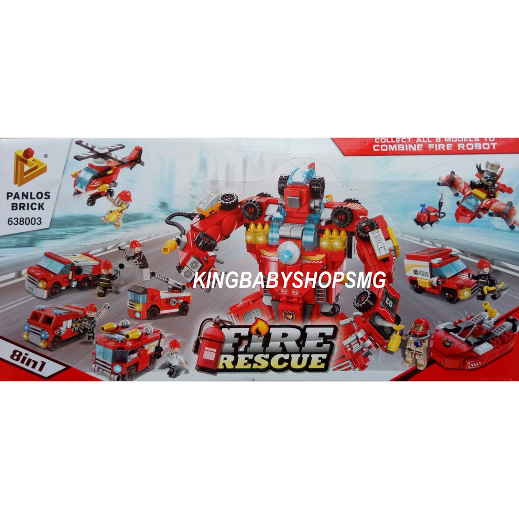 Set 8 in 1 Panlos Brick 638003 Fire Rescue Robot 752 pc