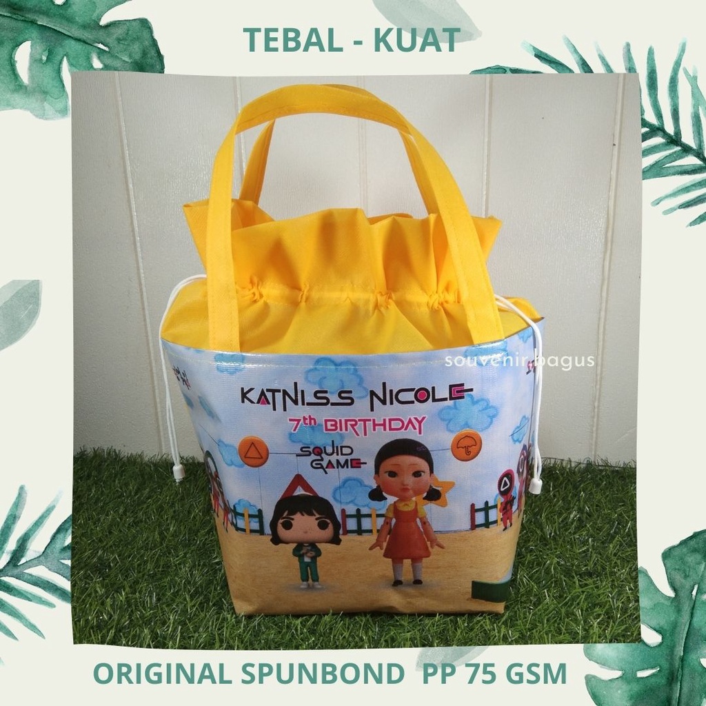 Tas Souvenir Ultah Bidan Dokter Praktek Haji Umroh Serut Custom Pakai Nama Foto PROMO Goodie Bag Ulang Tahun Serut MURAH Terlaris