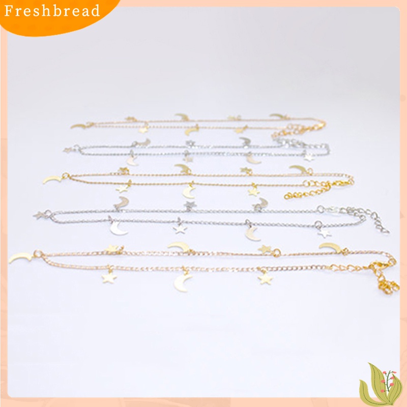 [TERLARIS]Women's Vintage Simple Multilayer Crescent Star Bead Polished Short Necklace