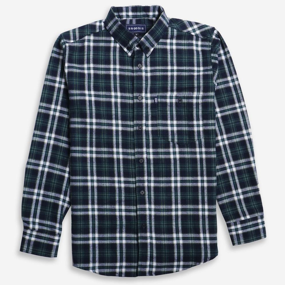 [[BISA COD]] BROODIS Flanel Kemeja Pria Motif Terbaru Green Colmar SALE Kode 306