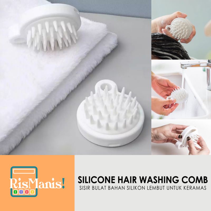 SILICONE HAIR WASHING COMB - Sisir Massage Kepala Relaxing Dispenser Shampoo Keramas Silikon Lembut