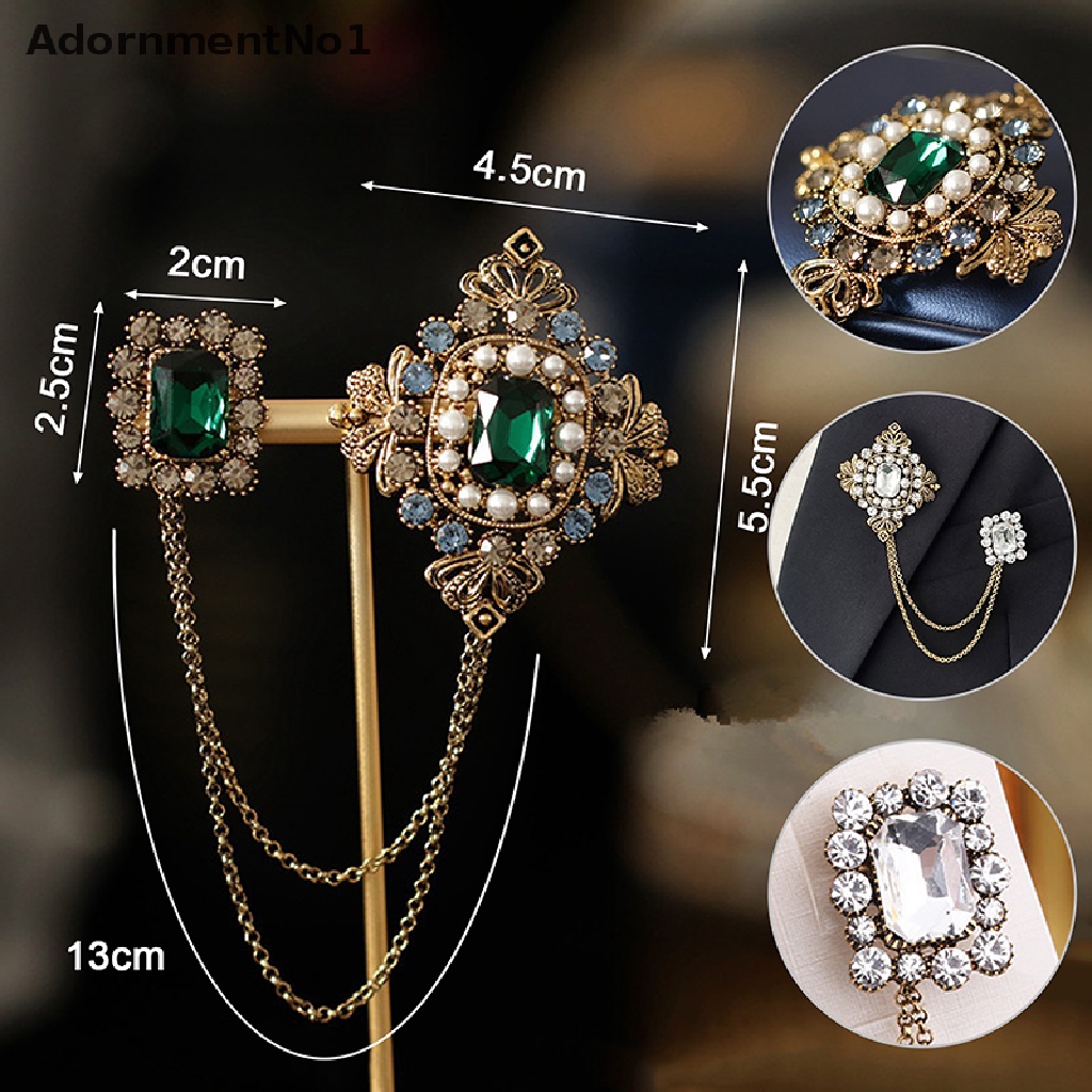 (AdornmentNo1) Bros / Pin Vintage Bahan Metal Aksen Rumbai + Kristal Untuk Aksesoris Wanita