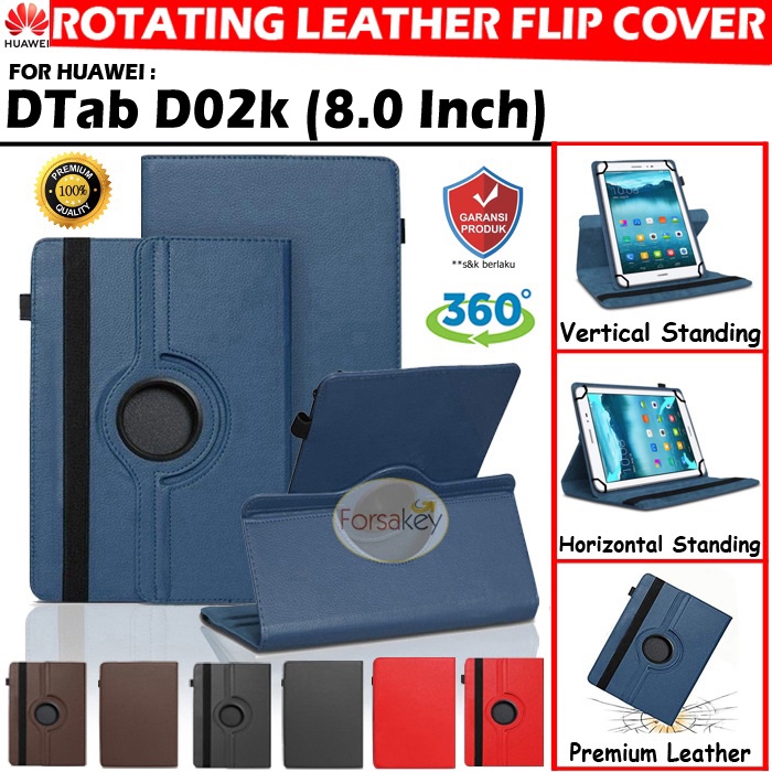 Huawei Dtab D02k D-02k Compact Docomo Tab Tablet 8 8.0 Inch Inci Leather Flip Case Casing Book Cover Sarung Kesing Flipcase Flipcover Bookcover