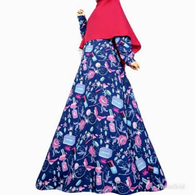 Gamis Parfum Wolfis Motif XL dan XXL Monalisa Jumbo Dress Maxi Sohibi Friendly Plus Furing