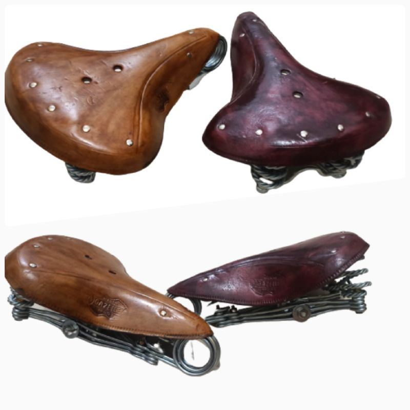 Sadel Gelung Kulit Klasik Kuno Lawasan Sepeda Onthel  jok krom Ulir