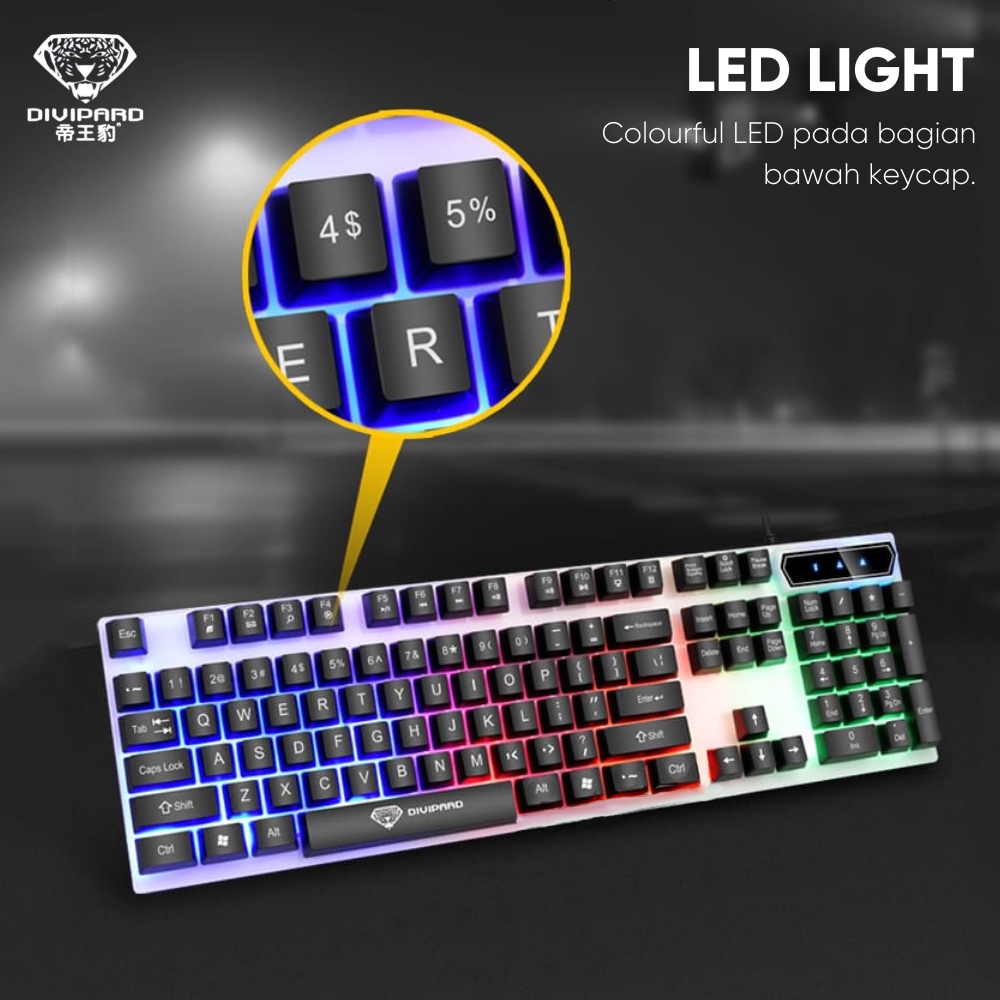 Keyboard Gaming GK-20 Kabel USB 2.0 Divipard Plus LED Lightning