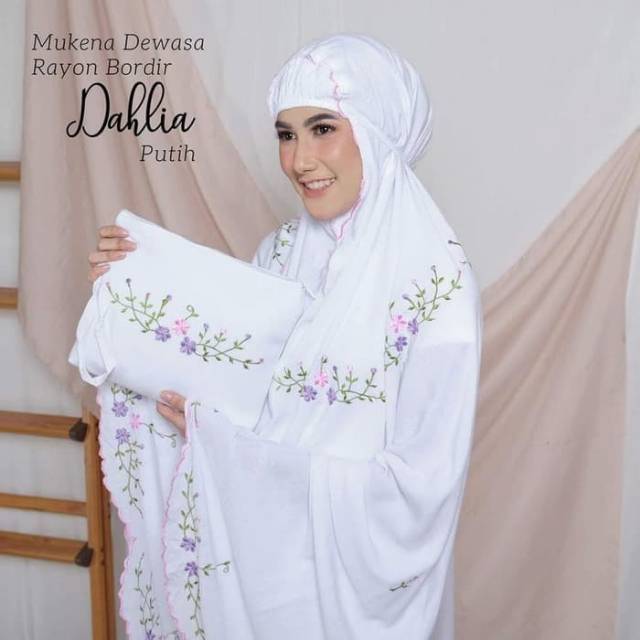 Mukena adem rayon bordir dahlia