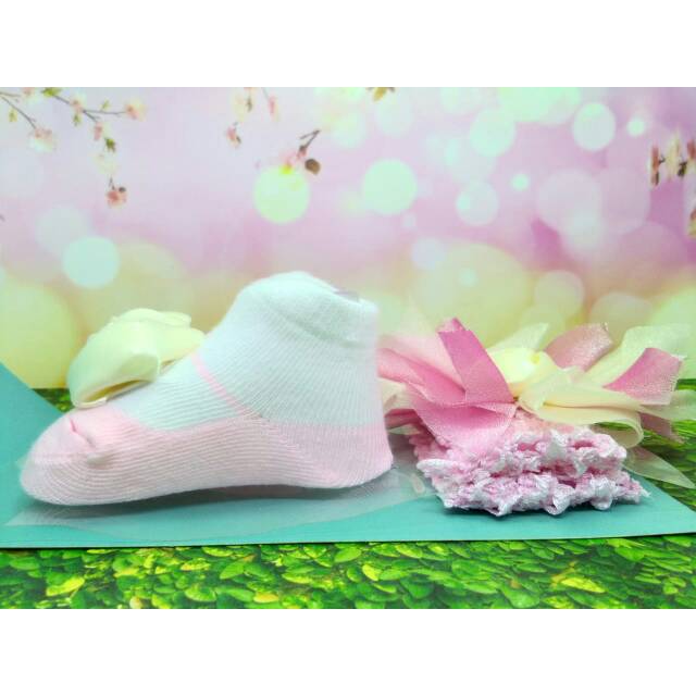 HARGA PER PASANG Kaos Kaki Baby Born + Bando Rambut Pita/ Lucu Berkualitas