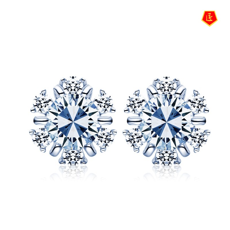 [Ready Stock]Silver Classic Snowflake Stud Earrings