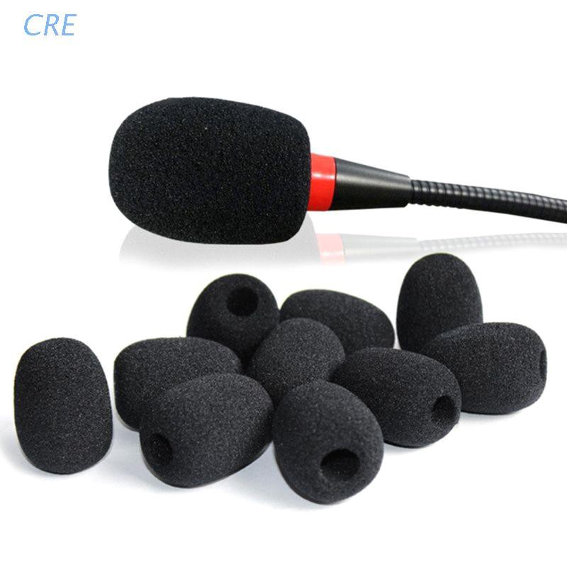 Cre 10pcs Cover Pelindung Microphone / Headset Pengganti Bahan Busa Spons