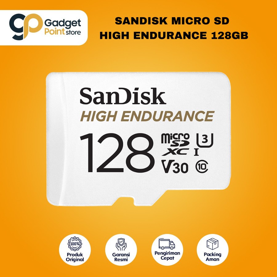 Memory CCTV 128 GB | SanDisk Micro SD High Endurance 128GB Speed Up to  100MB/s MicroSD CCTV Original Garansi 2 Tahun