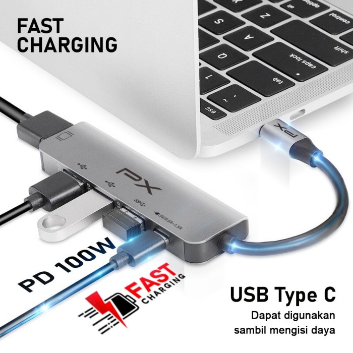 Type C to HDMI Hub Converter Multiport 5 in 1 USB 3.0 4K HDMI PX UCH05