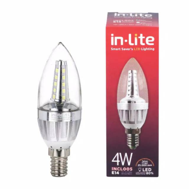 Lampu Candle LED IN-LITE 4 Watt E27 & E14 INCL005