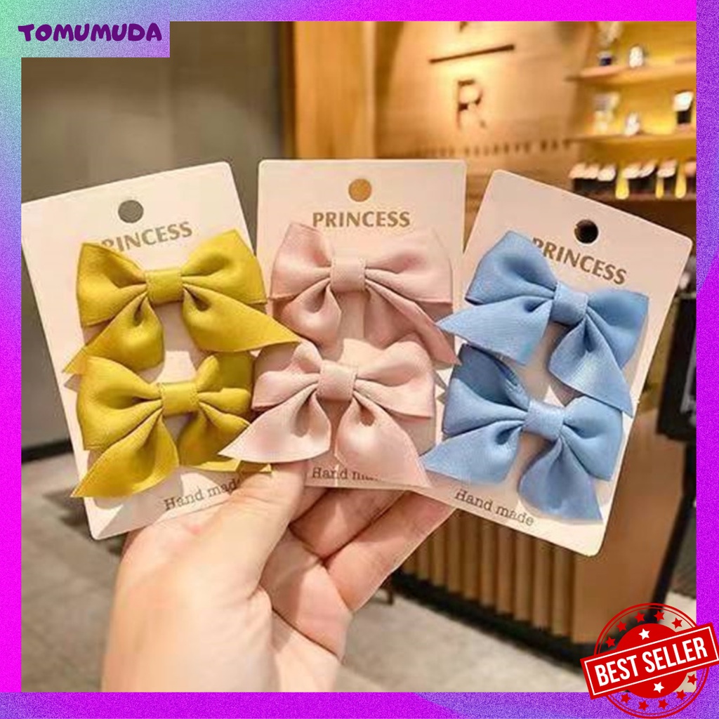 TOKOMUDA Jepit Rambut 2Pcs Pasangan Anak Perempuan Jepit Model Pita Princess Korea Bisa KF40