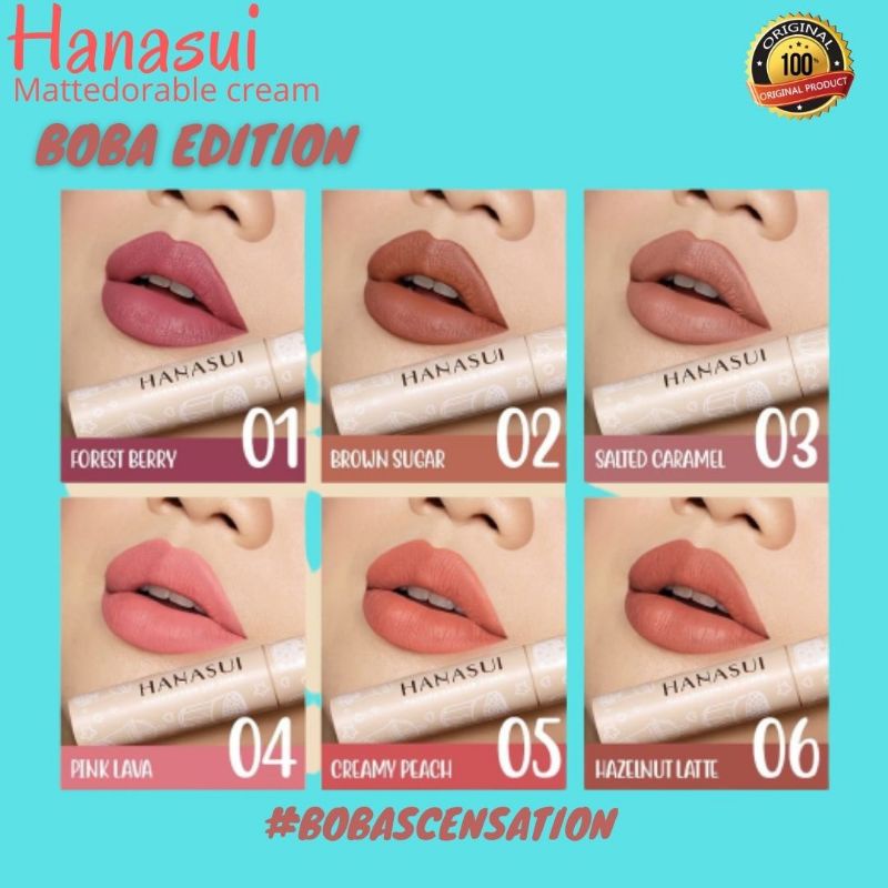 Hanasui Lipcream Mattedorable Boba Edetion Lipstik Murah Tahan lama Matte