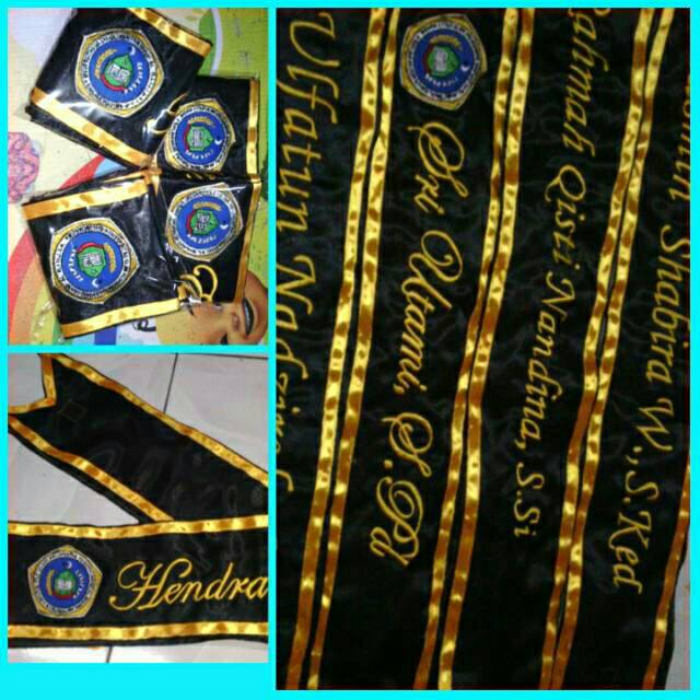 Cumlaude dan nama Selempang wisuda satin logo