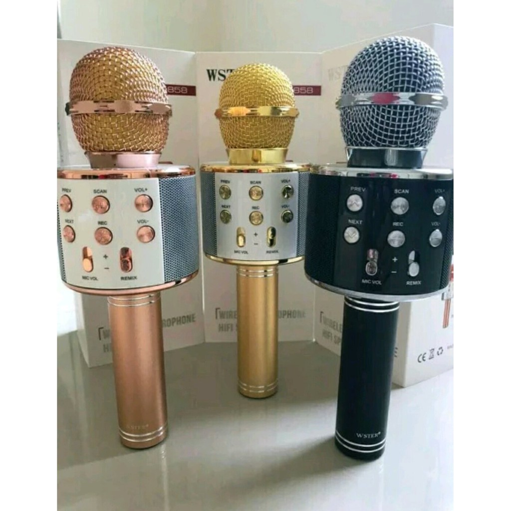 SPEAKER MIC WS 858 BLUETOOTH MIC KARAOKE WIRELESS SMULE