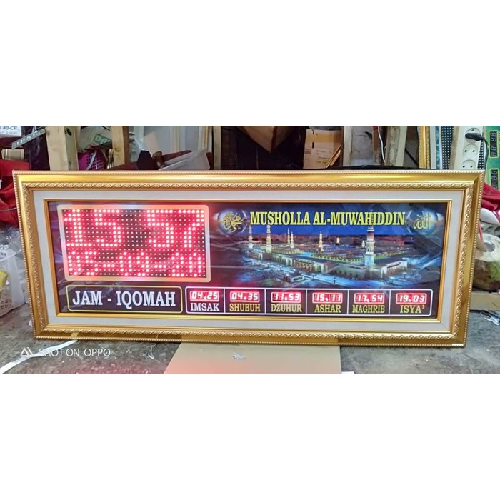 Jam Digital Masjid Waktu Sholat Running Text Custom Nama 40 x 100 cm