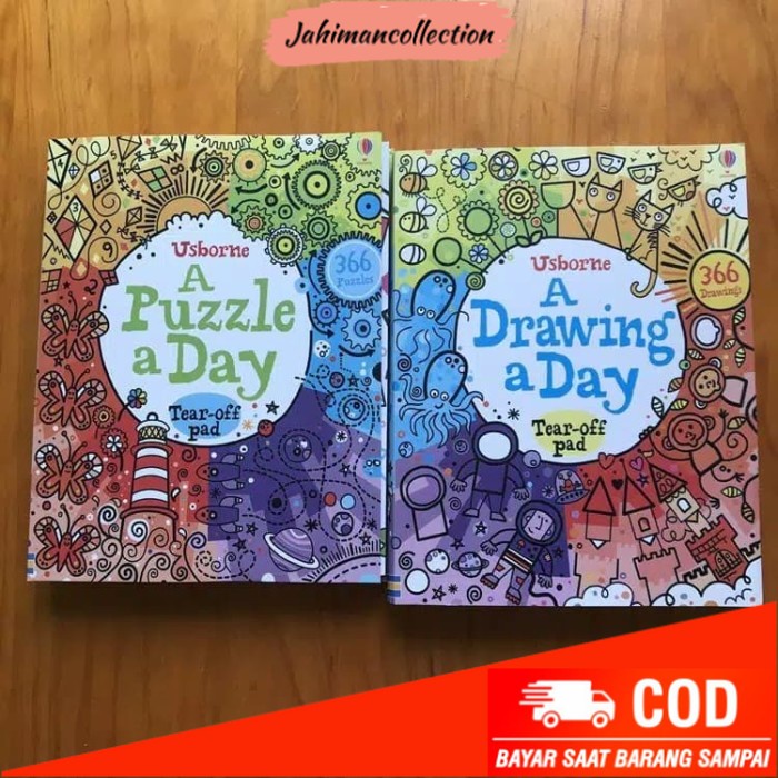 

✨ BISA COD ✨ Usborne A Drawing English Colouring Child A Day A Puzzle Cognitive