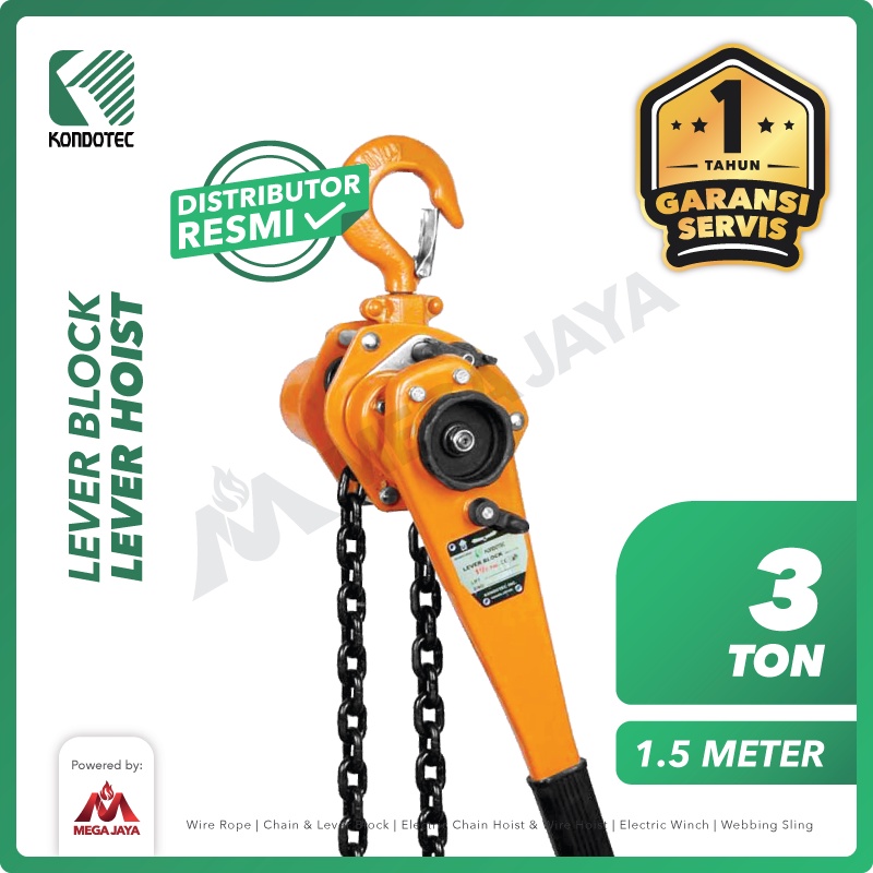 KONDOTEC Lever Block / Lever Hoist 3 Ton x 1.5 Meter