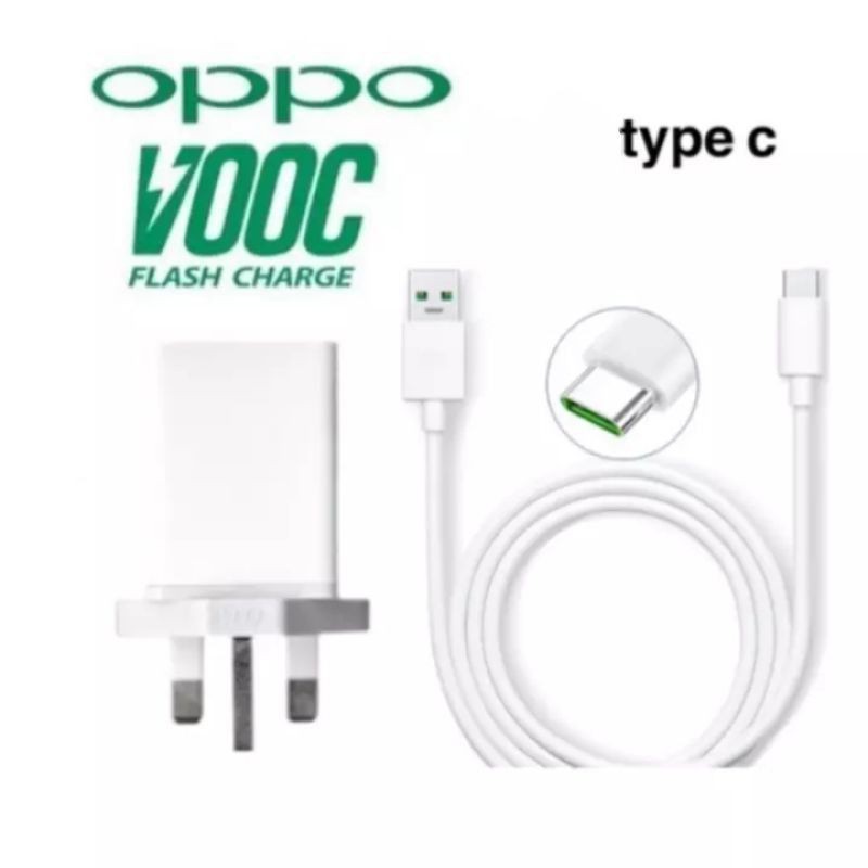 OPPO ORIGINAL VOOC 5V/4A FLASH CHARGER & VOOC TYPE C USB CABLE