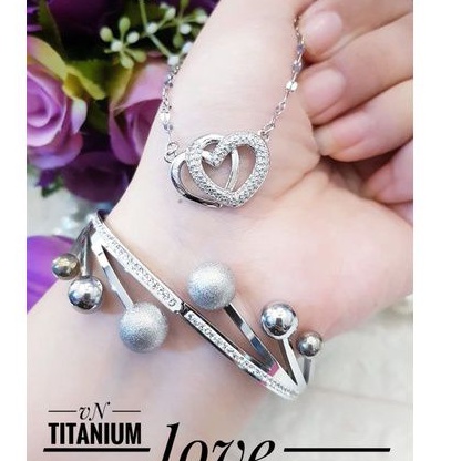 TiTanium set gelang dan kalung rQ123