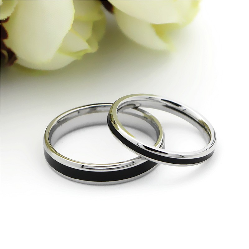 [NEW] Cincin Couple / Tunangan / Nikah / Pasangan / Titanium hitam unik dan elegant C086