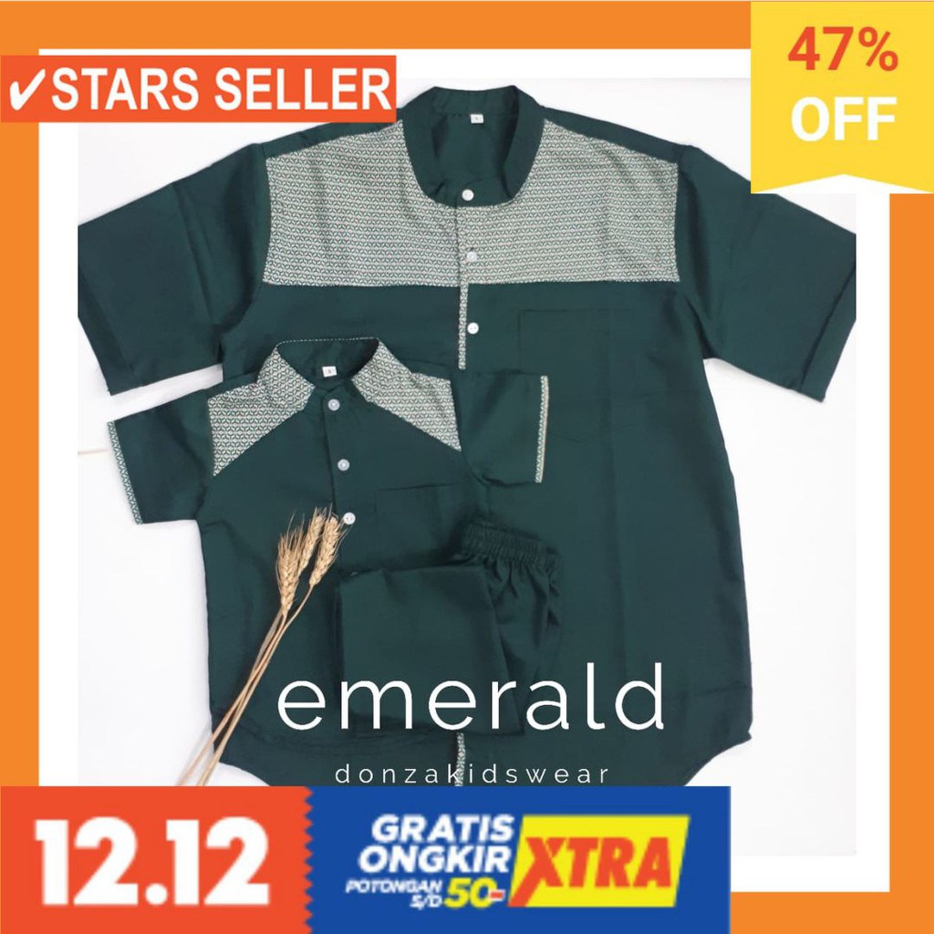 PAKAIAN MUSLIM TERBAIK PALING ANAK ORANG TUA PINK MURAH / Koko Couple Ayah Anak Toyobo Hijau Botol
