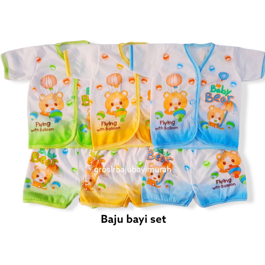 SETELAN baju bayi PUTIH POLA lengan PENDEK