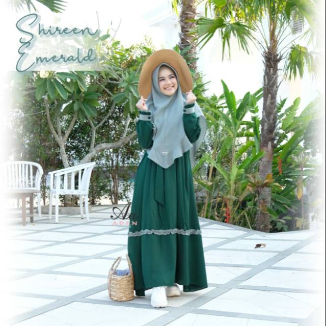 (gamis only / satu set) Ready Stok Shireen Dress warna Emerald dari Aden Hijab