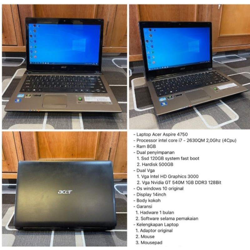 Laptop Acer core i 7 4750