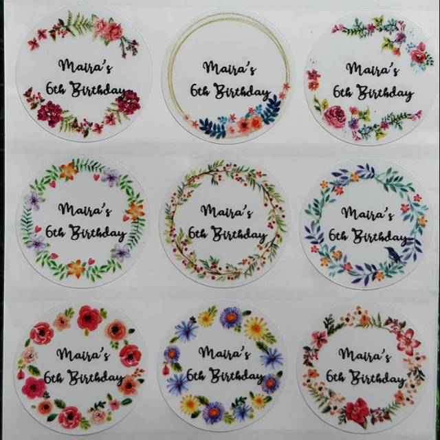 

Bulat bunga transparan Label nama sticker label name waterproof