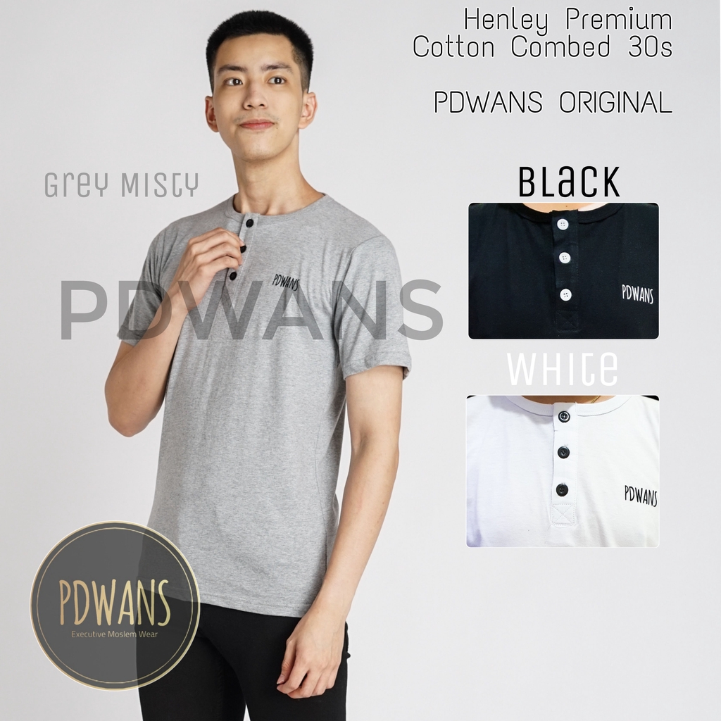 KAOS HENLEY Polos Baju Kaos Kancing Henley Lengan Pendek PDWANS Original