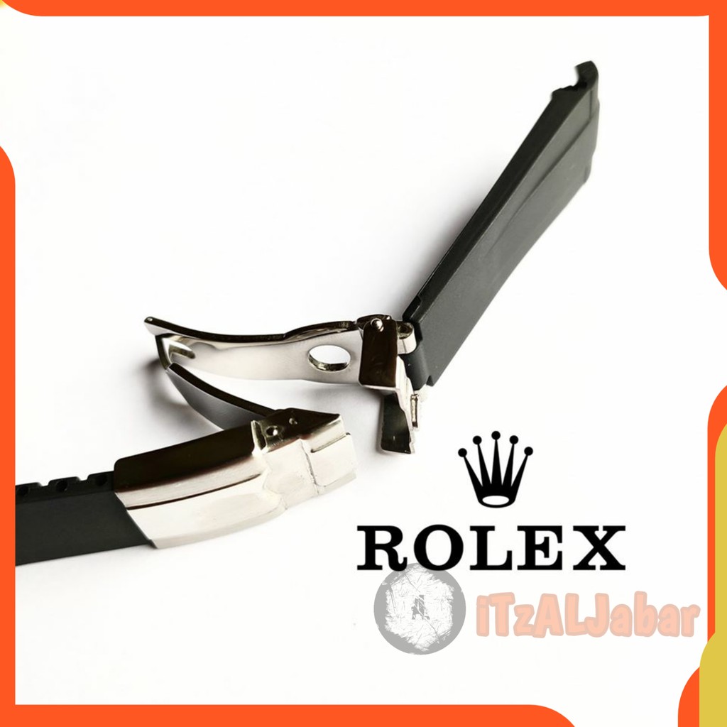 Tali jam tangan Rolex rubber strap 20mm full set Tali jam Rolex 20 mm - Hitam