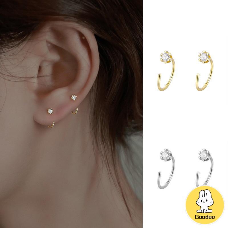 Anting Zirkon Temperamen Fashion Wanita Tidur Gratis Melepas Anting-Anting Trendi Yang Indah -Doo