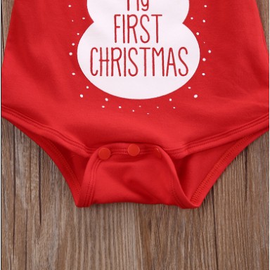 Jumper My First Christmas 2in1 HoHoHo Merry Christmas Ho Ho Ho Natal Romper set Hat 2in1 Baju Bayi Natal Santa Boneka Salju Santa's Little Helper Christmas Jumper Jumpsuit Santa Panjang Pajamas Babymaniashop