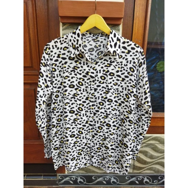 KEMEJA WANITA MOTIF LEOPART COTTON RAYON PREMIUM