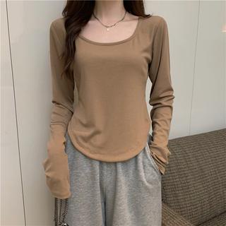 DF BJ256 Baju Wanita Fasion Lengan Panjang Kaos Polos Wanita Korea Spandek long Sleeve