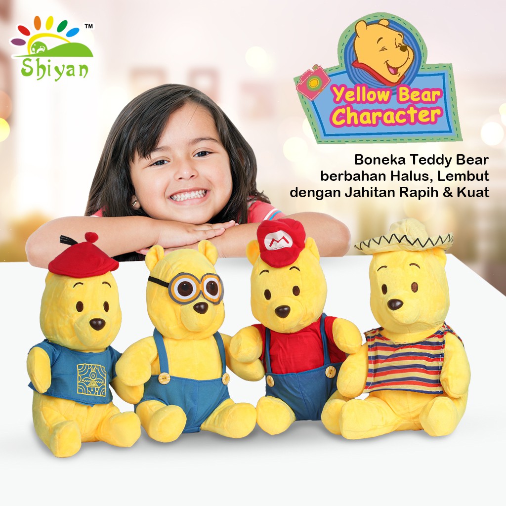 [Shiyan] boneka beruang winnie the pooh ukuran 28X10 bahan lembut dan empuk PENGIRIMAN VARIAN RANDOM