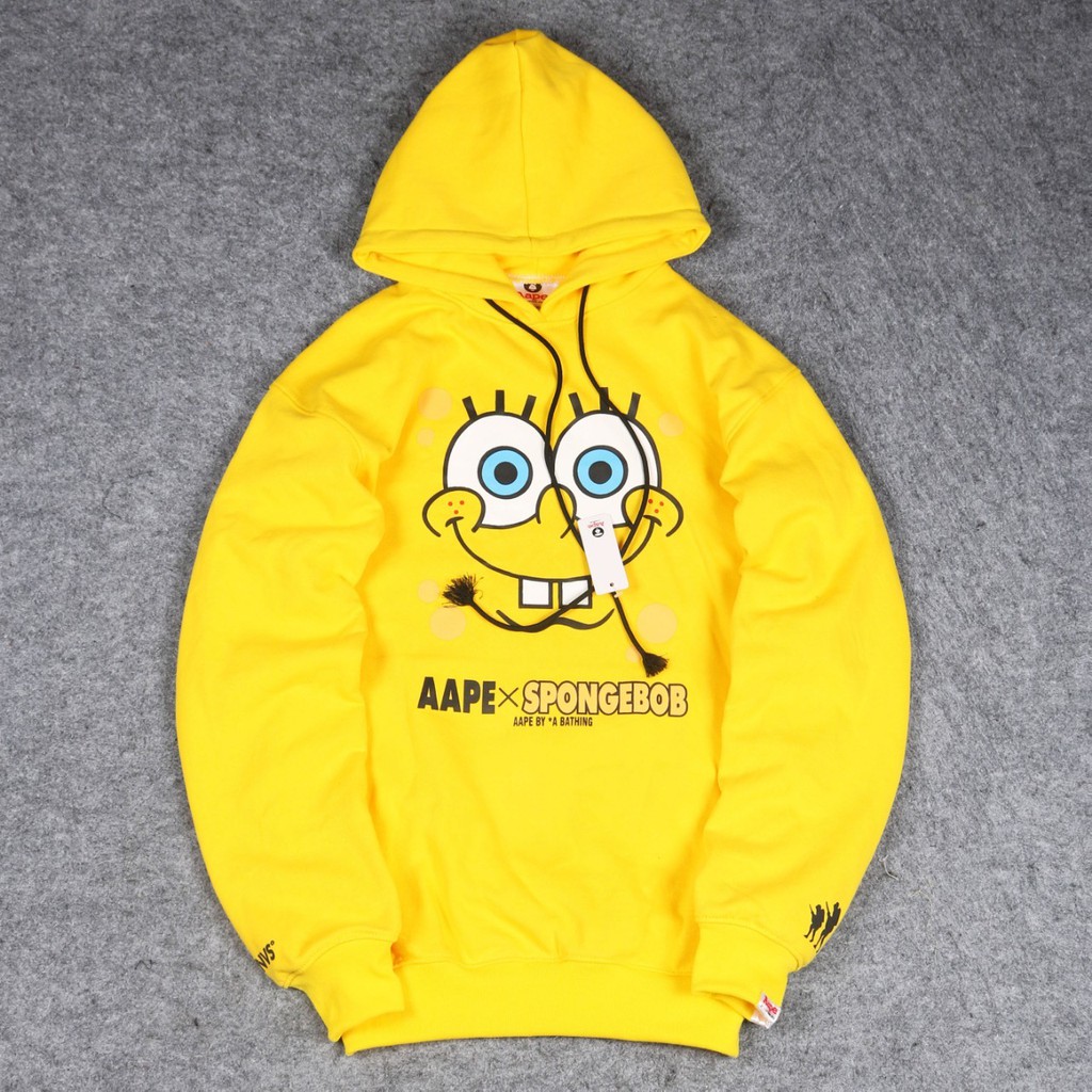 Sweater Hoodie Jumper Hypebeast & Skate AAPE x SPONGEBOB PREMIUM FULL YELLOW