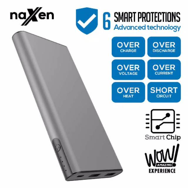 Naxen power bank slim metal port USB 10.000mah