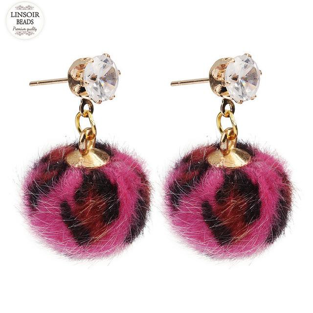 Anting Fashion Wanita Kekinian Model Bola Motif Leopard 216