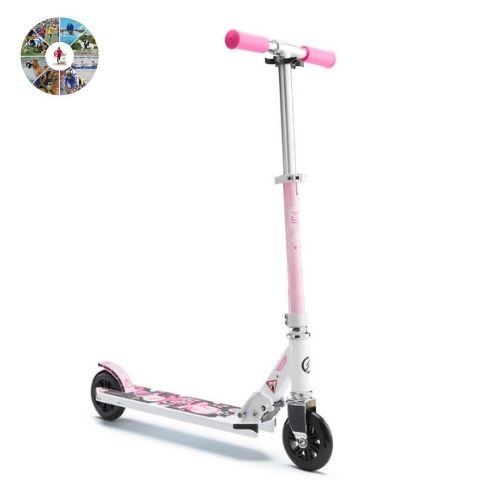 Skuter Anak Perempuan Usia 6 - 10 Tahun - MID 1 KIDS SCOOTER WHITE/PINK Oxelo