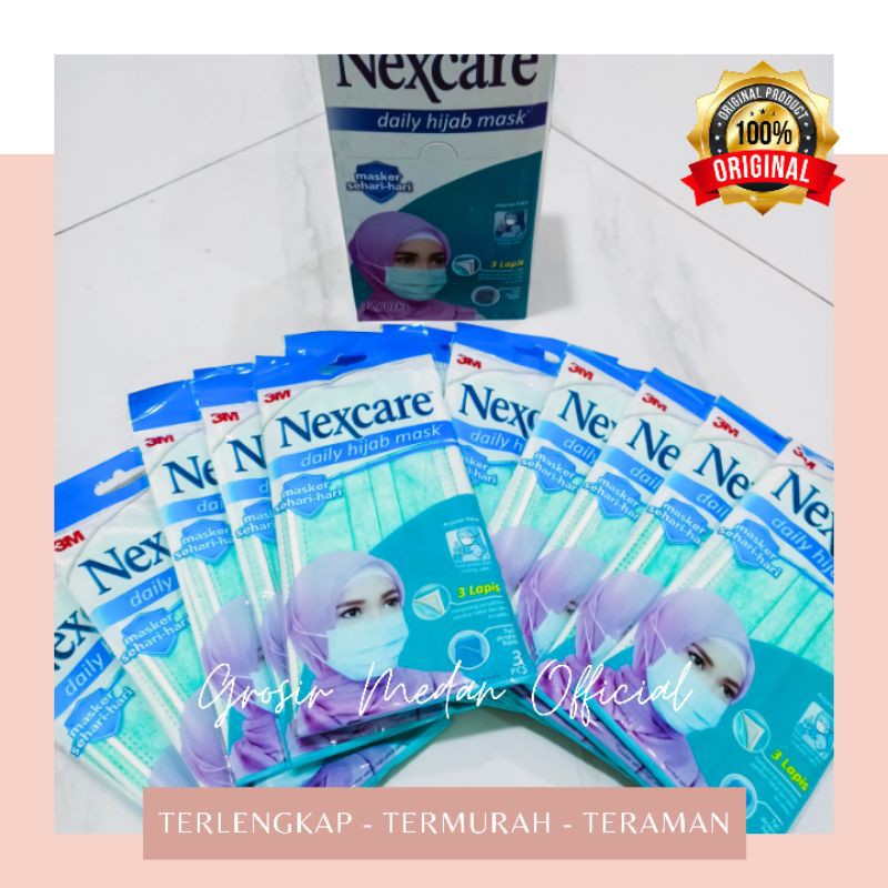 NEXCARE 3M EARLOOP 3 PLY MASK CARBON MASKER HIJAB