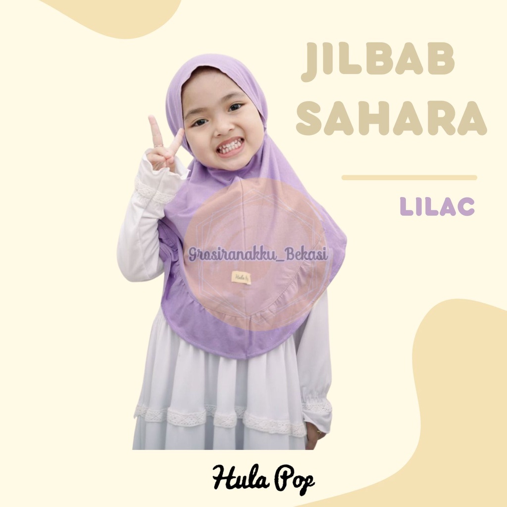 Jilbab Anak Sahara Hullapop Warna Lilac Size 1-5thn