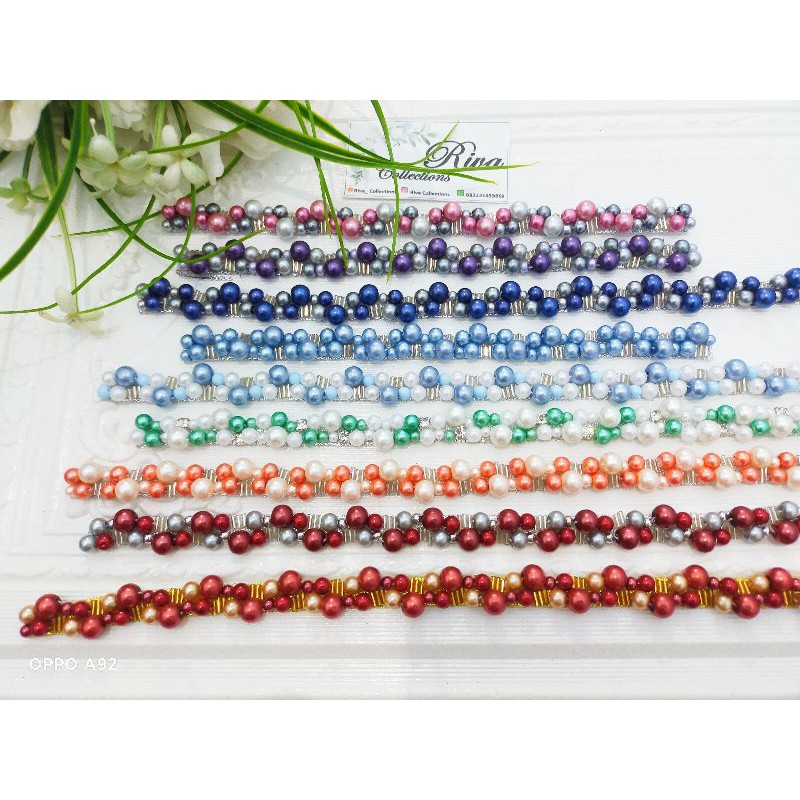 [3] (1cm bambu per 10cm) Payet rangkai mutiara bambu