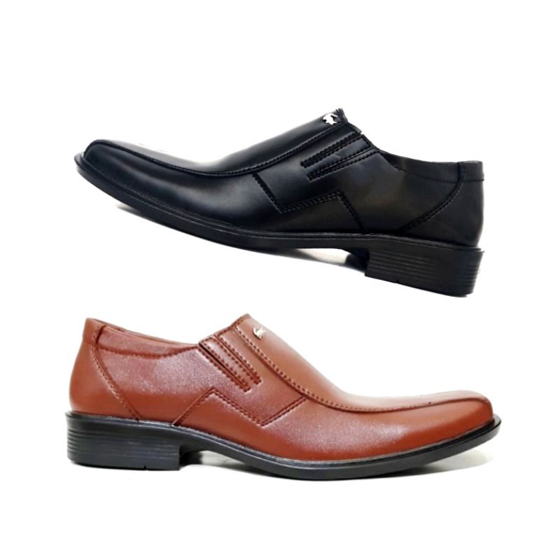 BEST PRODUCT - Sepatu Pantofel Hitam Coklat Pria Tanpa Tali Pendek Kulit Swedian Formal Kerja Kantor-4
